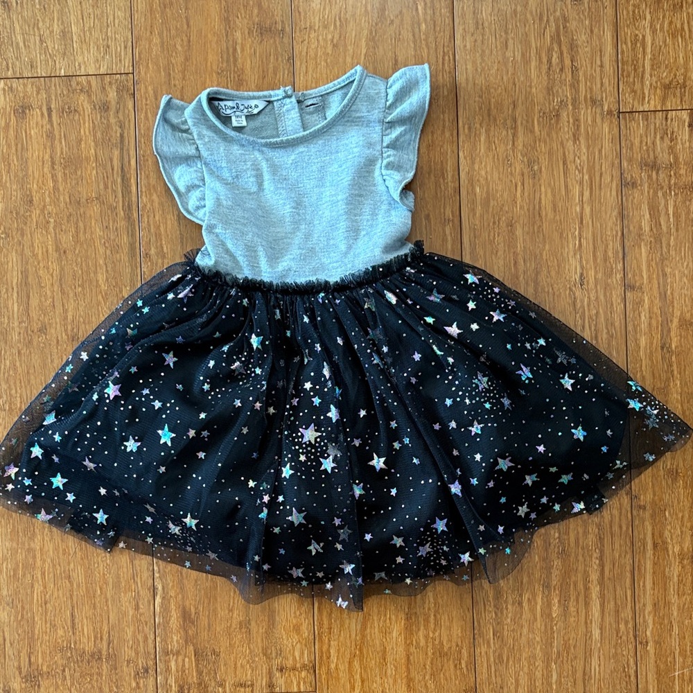 Pippa & Julie Silver and Black Starry Kids Dress